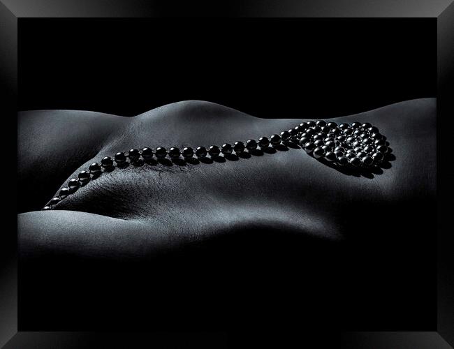 String of Pearls A Nude Bodyscape Framed Print by Inca Kala