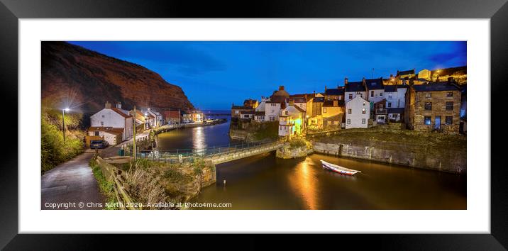 Staithes at dusk. Framed Mounted Print by Chris North