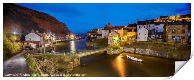 Staithes at dusk. Print by Chris North