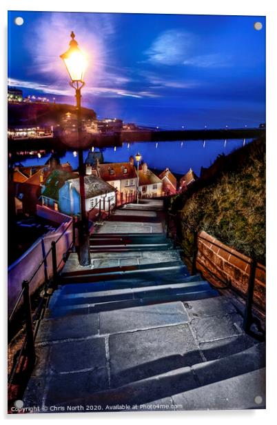 The 199 steps, Whitby. Acrylic by Chris North