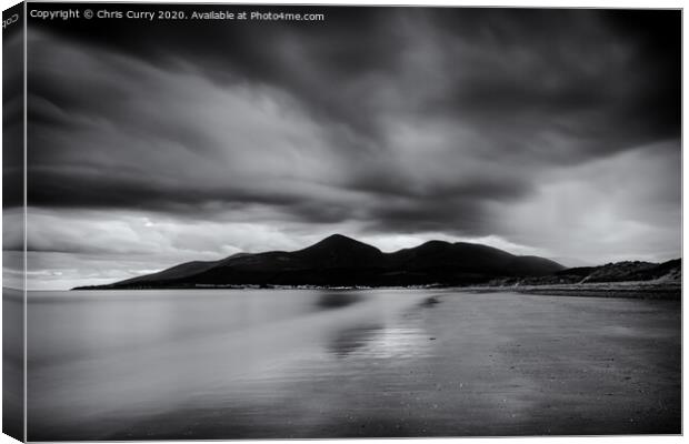Murlough Beach Mourne Mountains Black and White County Down Northern Ireland Canvas Print by Chris Curry