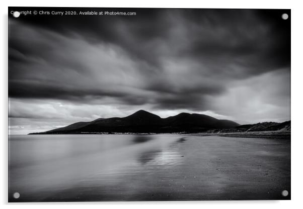 Murlough Beach Mourne Mountains Black and White County Down Northern Ireland Acrylic by Chris Curry
