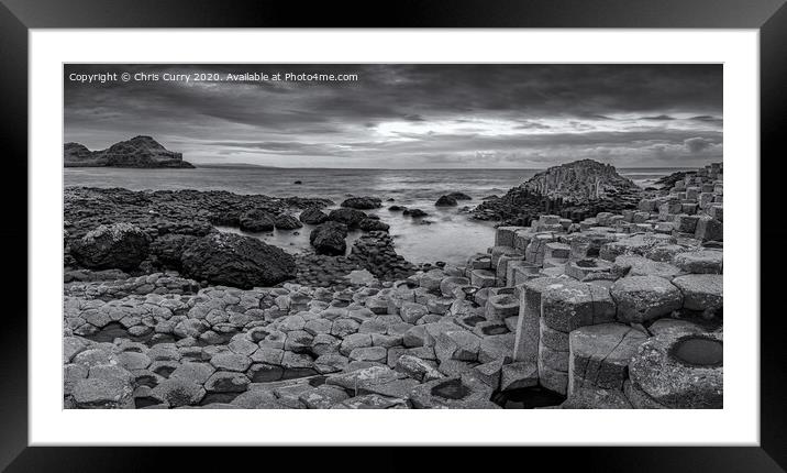 Giants Causeway Black and White Panoramic Antrim C Framed Mounted Print by Chris Curry