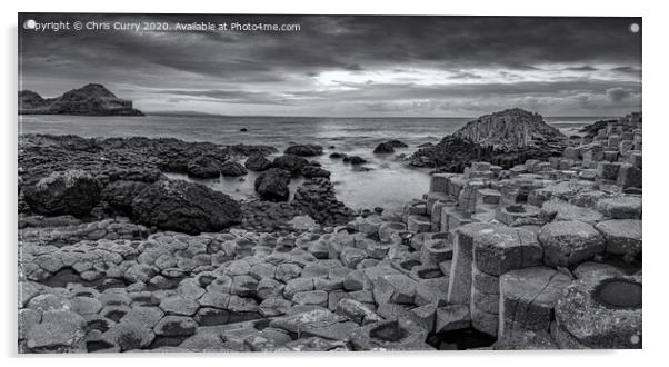 Giants Causeway Black and White Panoramic Antrim C Acrylic by Chris Curry