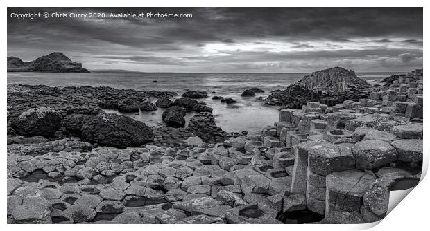Giants Causeway Black and White Panoramic Antrim C Print by Chris Curry