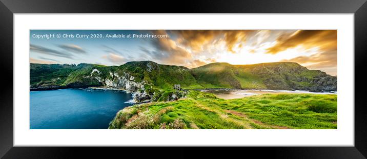 Kinbane Head & Castle Ballycastle Antrim Northern Ireland Panoramic Framed Mounted Print by Chris Curry