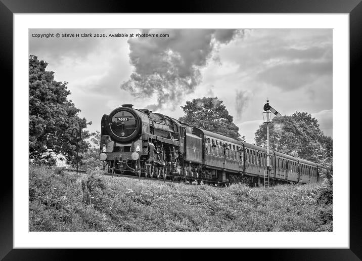 70013 Oliver Cromwell - Black and White Framed Mounted Print by Steve H Clark