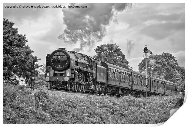 70013 Oliver Cromwell - Black and White Print by Steve H Clark