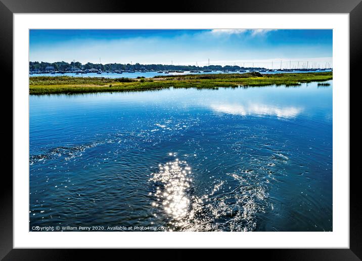 Sailboats Yachts Marsh Padanaram Harbor Dartmouth Massachusetts Framed Mounted Print by William Perry