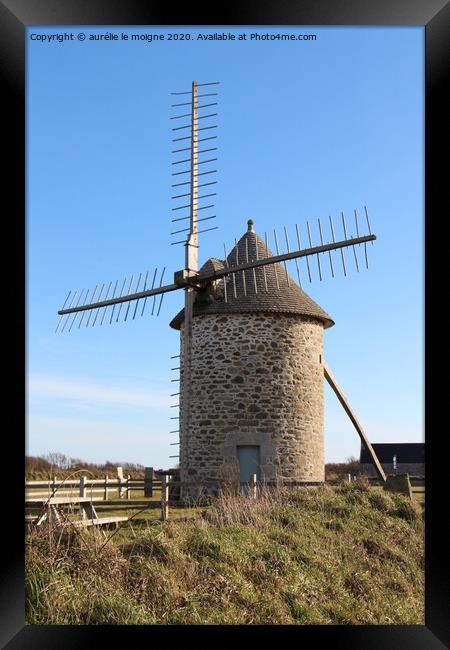 Windmill in Cleden Cap Sizun Framed Print by aurélie le moigne