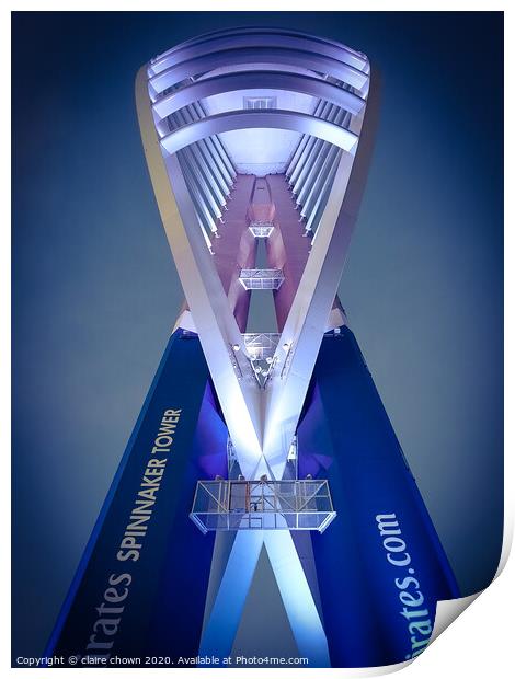 The Spinnaker Tower at dusk Print by claire chown