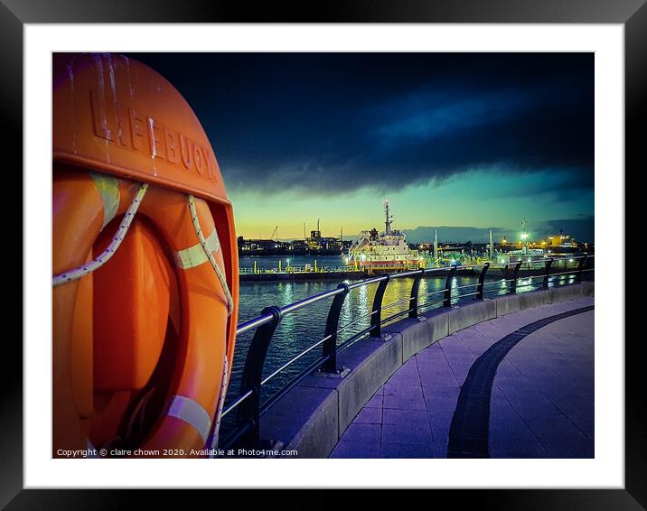 Gunwharf Quays at dusk Framed Mounted Print by claire chown