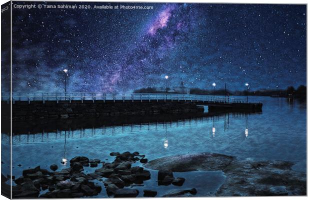 Seaside Pier at Night Canvas Print by Taina Sohlman