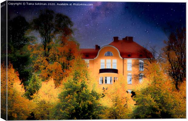 The Yellow Mansion at Night Canvas Print by Taina Sohlman