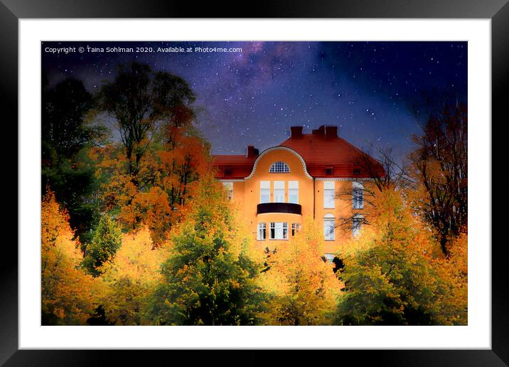 The Yellow Mansion at Night Framed Mounted Print by Taina Sohlman