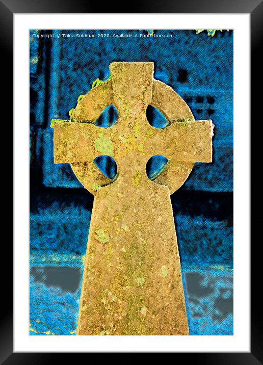 Celtic Cross Digital Art Framed Mounted Print by Taina Sohlman