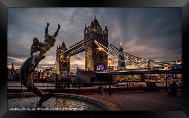 Tower Bridge and the Shard at sunset Framed Print by Paul James