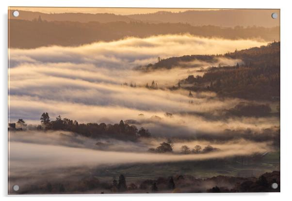 Lake Windermere flowing fog Acrylic by John Finney