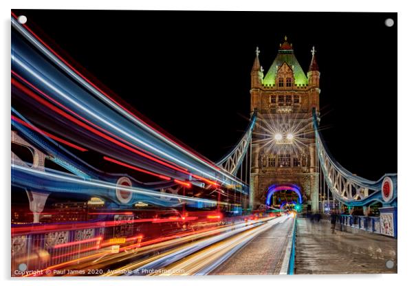 Tower Bridge rush hour Acrylic by Paul James