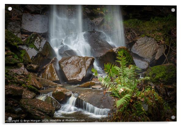 Melincourt waterfall. Acrylic by Bryn Morgan