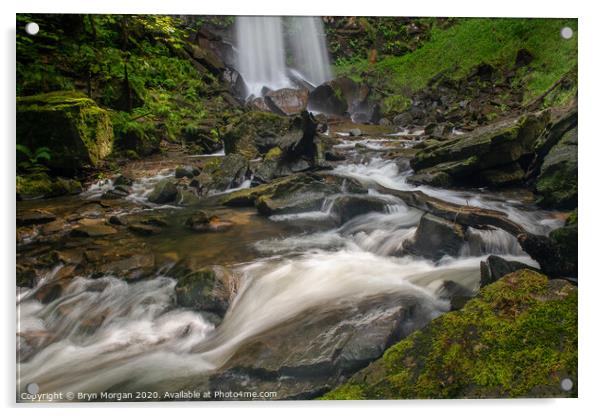 Melincourt waterfall. Acrylic by Bryn Morgan