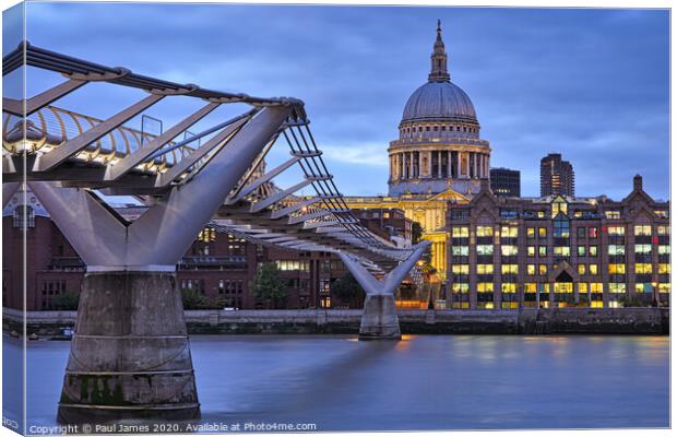St Paul's Cathedral and the Millennium Bridge Canvas Print by Paul James