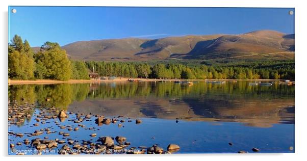 A Peaceful Loch Morlich Acrylic by Charles Kelly