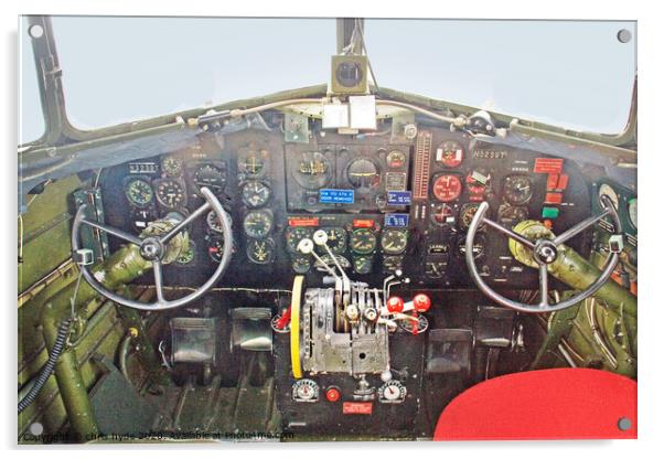 C47 Dakota Cockpit Acrylic by chris hyde