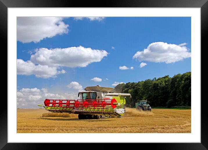 Combine Harvester and Tractor Framed Mounted Print by Arterra 