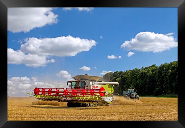 Combine Harvester and Tractor Framed Print by Arterra 