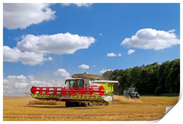 Combine Harvester and Tractor Print by Arterra 