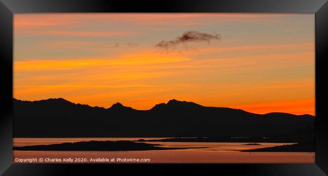 Sunset Over the Peaks of Arran Framed Print by Charles Kelly