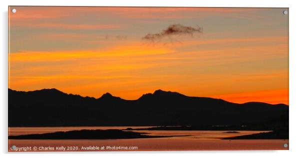 Sunset Over the Peaks of Arran Acrylic by Charles Kelly
