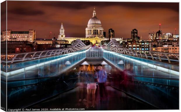 Under the Millennium Bridge, London Canvas Print by Paul James