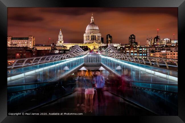 Under the Millennium Bridge, London Framed Print by Paul James