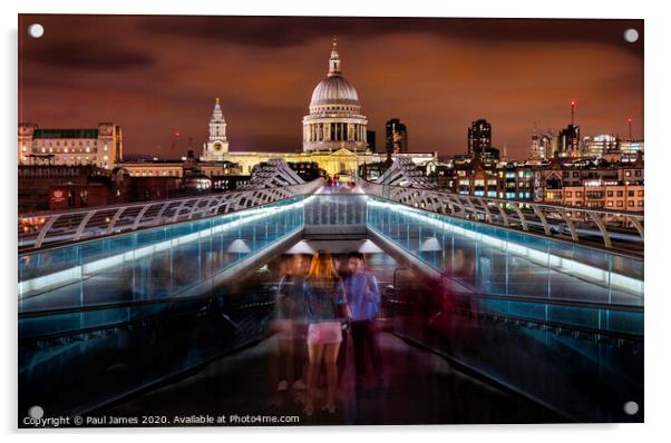 Under the Millennium Bridge, London Acrylic by Paul James