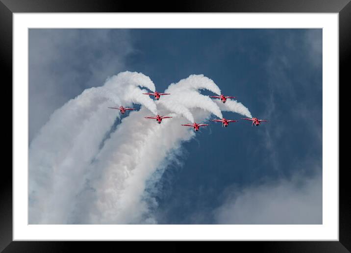 RAF Red Arrows 7 Framed Mounted Print by J Biggadike