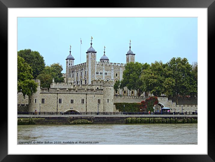 Tower of London viewed from the River Thames. Framed Mounted Print by Peter Bolton
