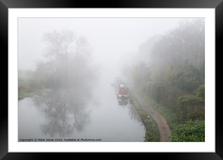 Mist over the Grand Union Canal Framed Mounted Print by Peter Jones