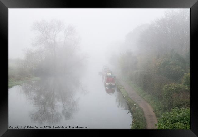 Mist over the Grand Union Canal Framed Print by Peter Jones