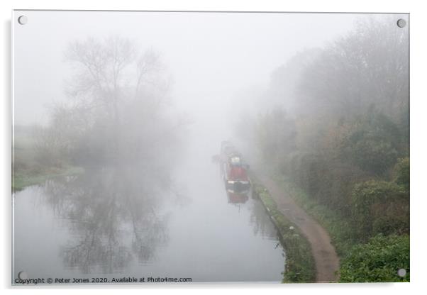 Mist over the Grand Union Canal Acrylic by Peter Jones