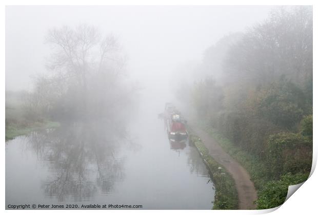 Mist over the Grand Union Canal Print by Peter Jones