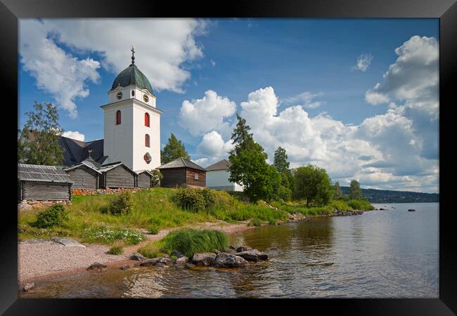 Rättvik Church along Lake Siljan, Dalarna, Sweden Framed Print by Arterra 