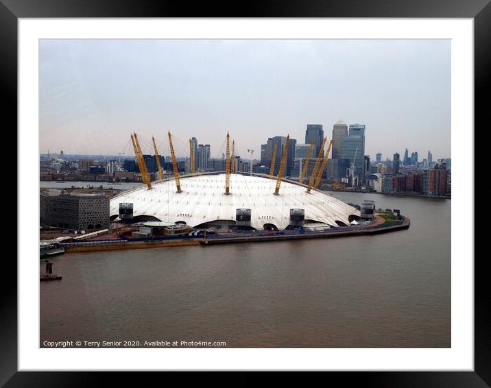 O2 Millenium Dome with Canary Wharfe in background Framed Mounted Print by Terry Senior