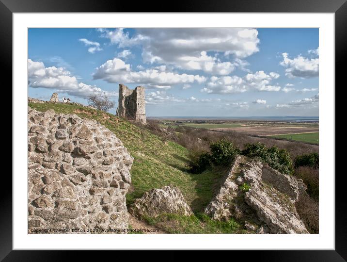 Looking from Hadleigh Castle ruins towards the Thames estuary, Essex, UK. Framed Mounted Print by Peter Bolton