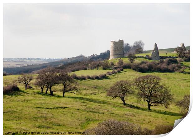 Hadleigh Castle viewed from the east side at Westcliff on Sea, Essex, UK. Print by Peter Bolton