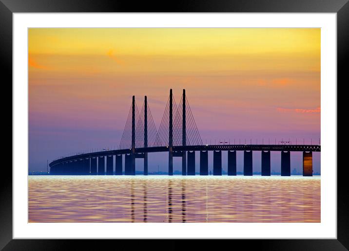 Oresund Bridge at Sunset Framed Mounted Print by Arterra 