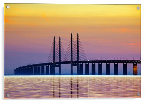 Oresund Bridge at Sunset Acrylic by Arterra 