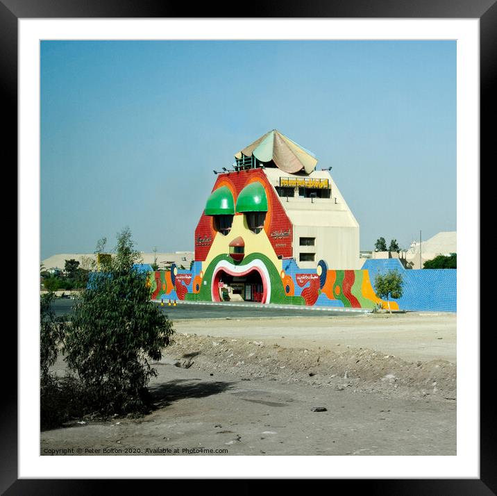 Unusual smiling house on the road between Alexandria and Cairo, Egypt. Framed Mounted Print by Peter Bolton