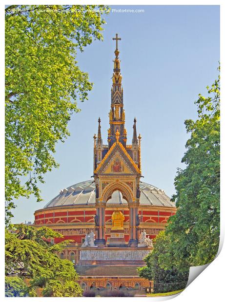 Albert Memorial and Hall, London Print by Laurence Tobin